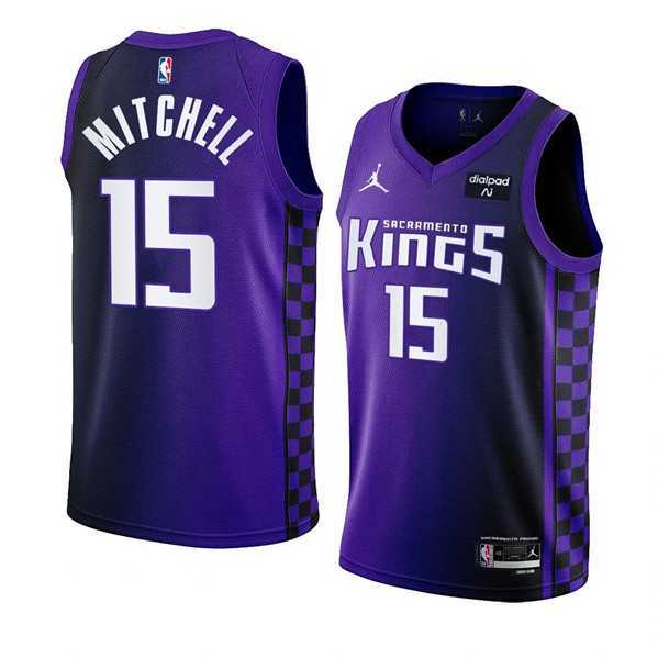 Mens Sacramento Kings #15 Davion Mitchell Purple 2023-24 Statement Edition Swingman Stitched Jersey Dzhi